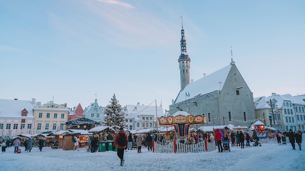 Kerstmarkt In Stad Tallinn