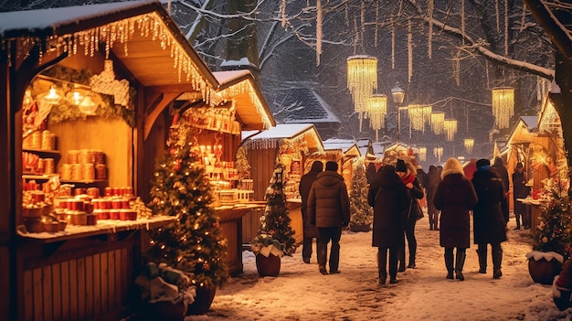 Kerstmarkt met kraampjes