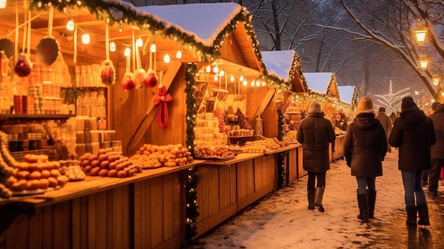 Kerstmarkt met kraampjes