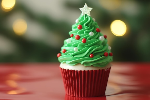 Foto kerstmis dessert boom cupcake