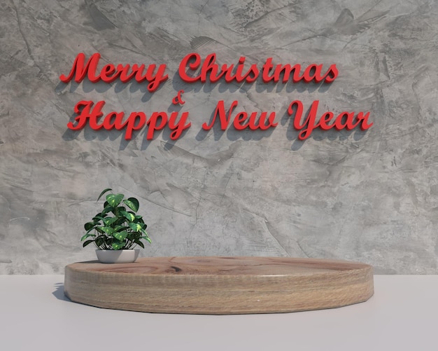 Kerstmis en gelukkig nieuwjaar Podiumweergavescène voor cosmetisch product en pakket, 3d render.