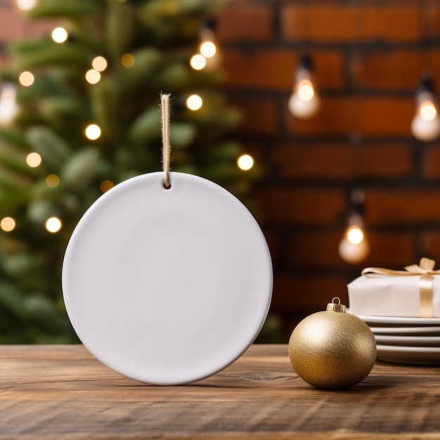 Kerstmis en Nieuwjaar achtergrond Wit leeg prijskaartje Kerst ornament