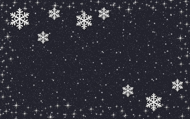 Kerstmis en Nieuwjaar zwarte achtergrond met sneeuwvlokken en sterren