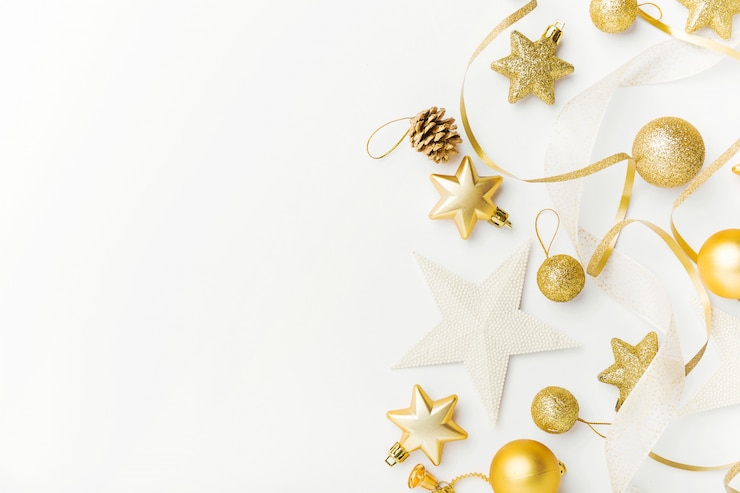 Foto kerstmis gouden decoratie op wit