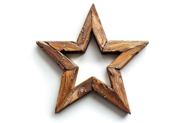 Kerstmis houten ster ornament geïsoleerd op een witte achtergrond Generatieve Ai