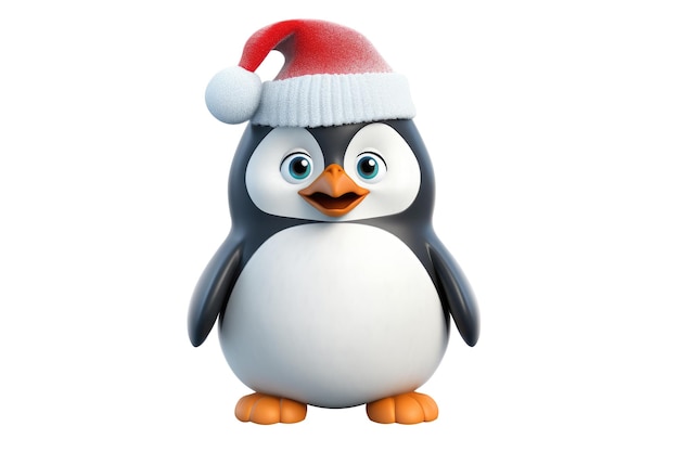 Kerstmis Leuke kleine pinguïn op een witte achtergrond Generatieve AI