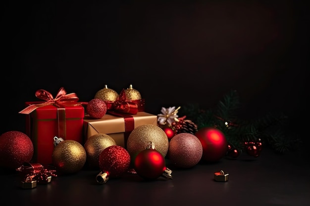 Kerstmis met geschenken en decoraties Generatieve AI