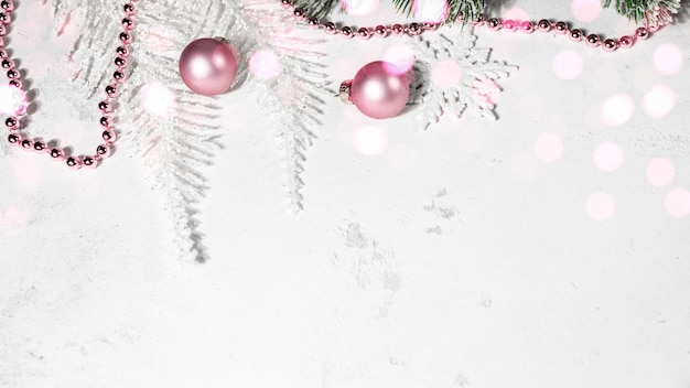 Kerstmis of Nieuwjaar kaart concept, versierde witte banner met vrije ruimte voor tekst. Hoge kwaliteit foto