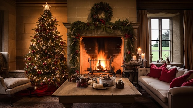 Foto kerstmis op het landhuis engelse landelijke decoratie en interieur