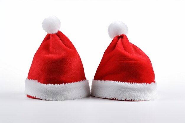 Kerstmis rood Santa hoed pompom voor vreugdevolle vakantie geïsoleerde witte achtergrond