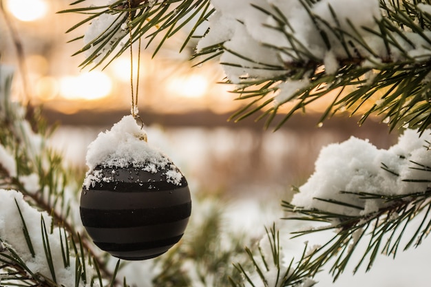 Kerstmisbal het hangen op Kerstboom