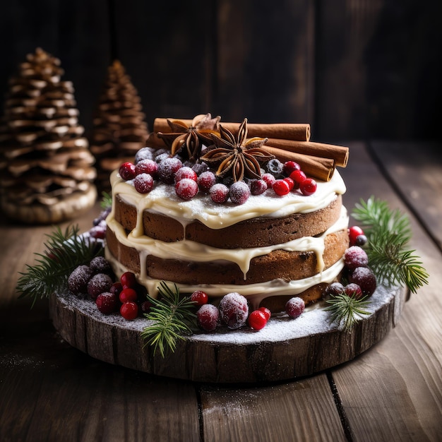 Kerstmiscake Kerstmisvoedsel HD 8K wallpaper Stock Fotografiebeeld