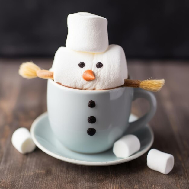 Kerstmok warme chocolademelk met kleine marshmallows Illustratie AI GenerativexA