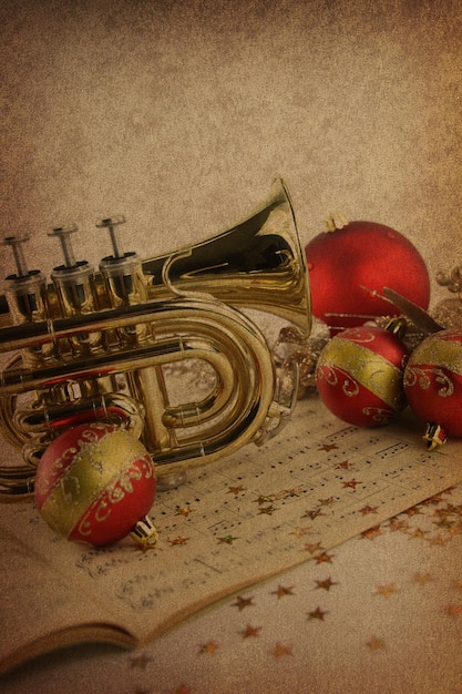 Kerstmuziek op vintage achtergrond