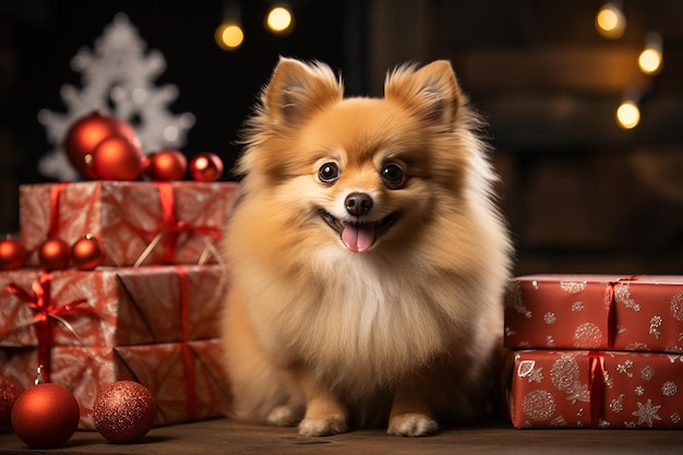 Kerstportretten voor huisdieren Leuke achtergronden