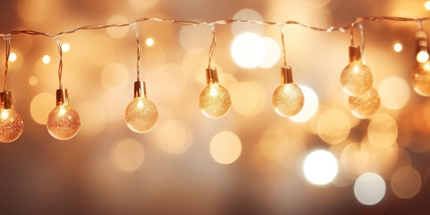 Kerstslinger bokeh lichten op achtergrond Minimalistische vakantie verlichting concept AI gegenereerd