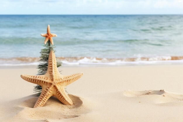 Kerstster op een tropisch strand