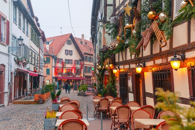 Kerststraat in Straatsburg, Elzas, Frankrijk