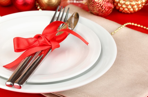 Kersttafel close-up serveren