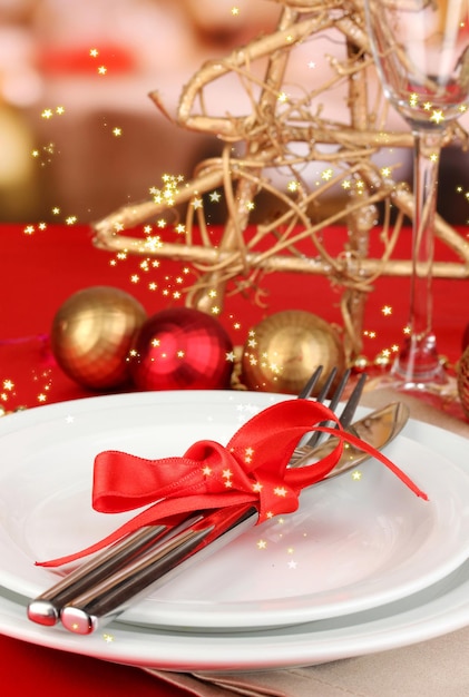 Kersttafel close-up serveren