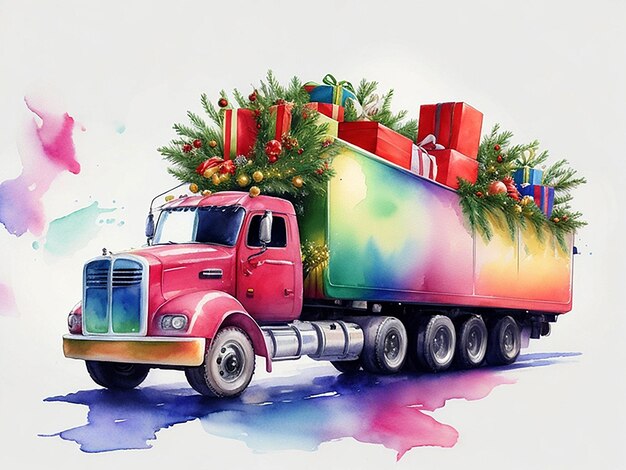 Foto kersttruck generatieve ai