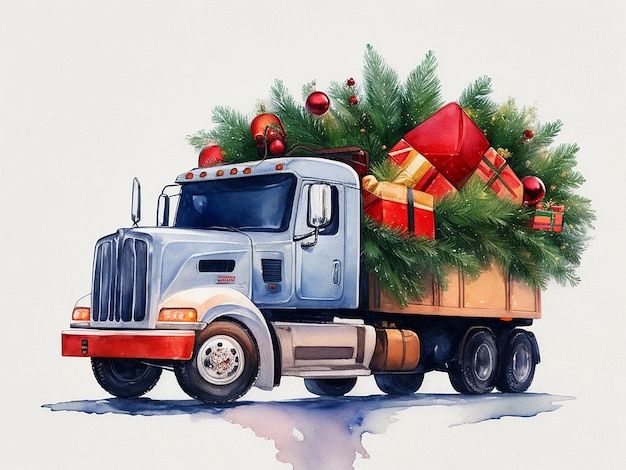 Foto kersttruck generatieve ai