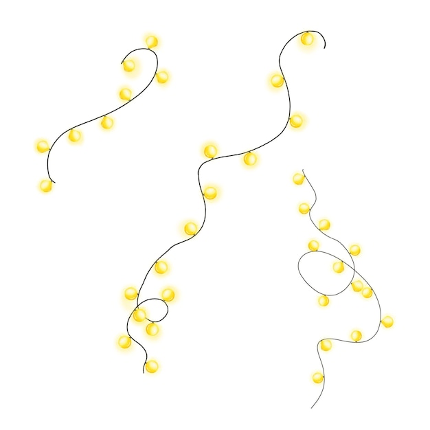 Kerstverlichting set van gloeiende kralen aquarel digitale illustratie nieuwjaarsverlichting en vakantie