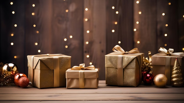 Kerstversiering Kerstcadeaus op de houten