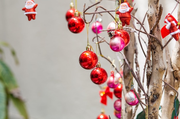 Kerstversieringen op een buitenboom in Rio de Janeiro, Brazilië