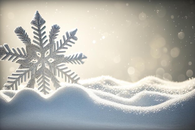Kerstvlagaffiche met glanzende zilveren sneeuwvlokken op een winterse achtergrond, sneeuwvlok op een sneeuw