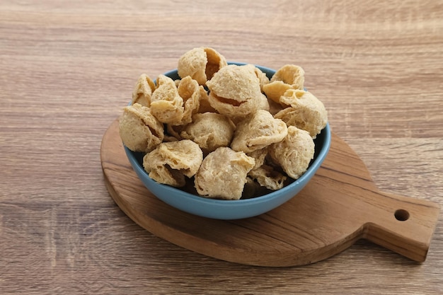 Kerupuk Tahu or Tofu crackers a traditional Indonesian snack made from tofu and flour