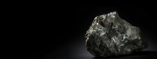 Kesterite is a rare precious natural stone on a black background AI generated Header banner mockup