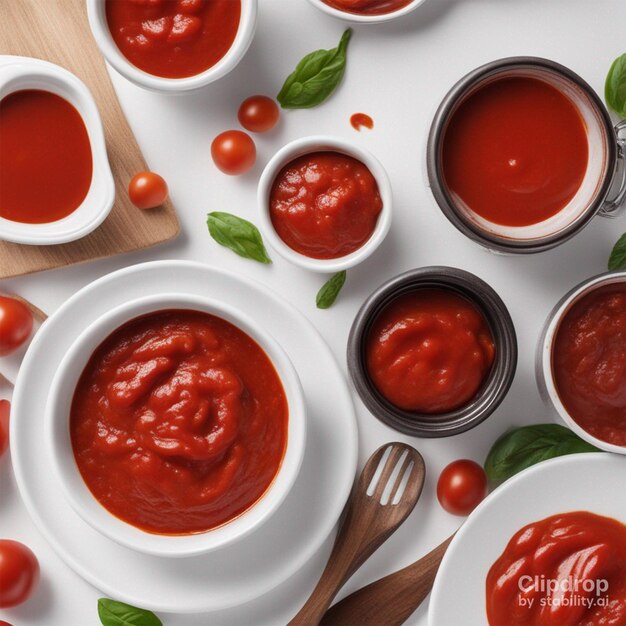 Ketchup in bowl on white