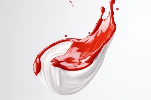 ketchup and milk splash on isolated white