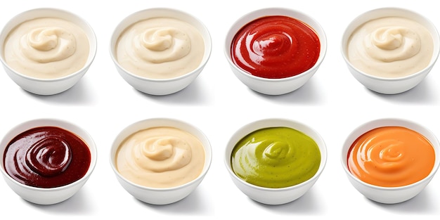 Ketchup mustard and mayonnaise isolated on white background