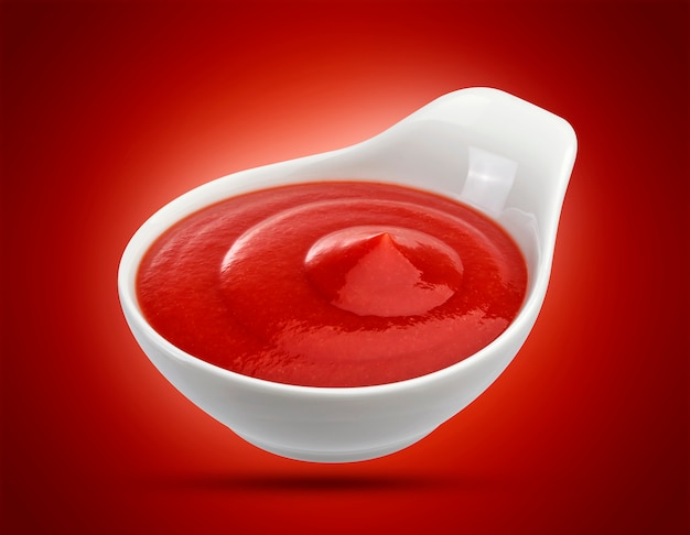 Ketchup in white bowl