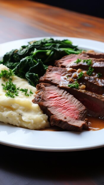 Keto Delight Prime Rib met Gravy Cauliflower Mash en Sautéed Spinach Een LowCarb Feast