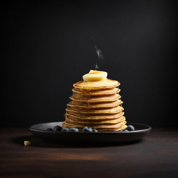 a keto pancakes in the middle of a brown dark chalkboard background