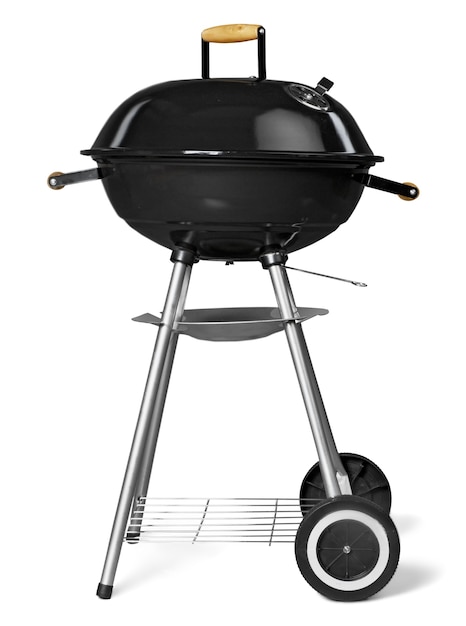 Kettle barbecue grill with cover isolated on white