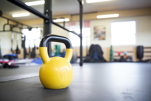 Kettlebell on and around sport equipment in a workout space