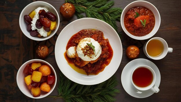 Ketupat lebaran indonesian ied menu dish opor ayam sambal goreng ati kentang balado telur dates fru