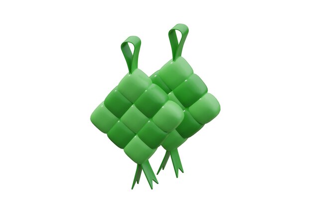 Ketupat ramadhan 3d pictogram geïsoleerd wit gemaakt 3d-rendering