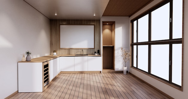 Keuken kamer Japanse stijl. 3D-rendering