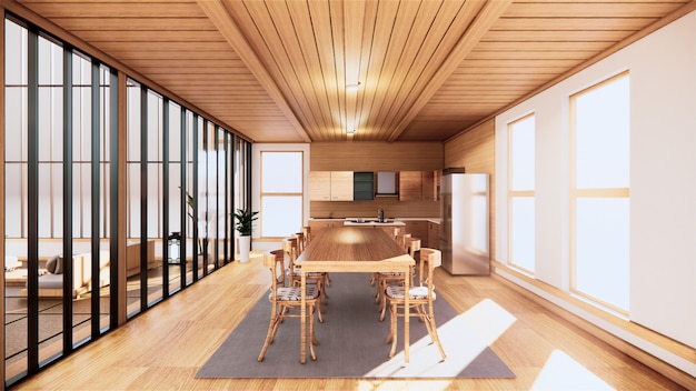 Keuken kamer Japanse stijl. 3D-weergave