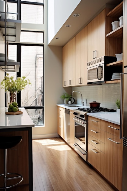 Keuken met kleine ruimte en modern design