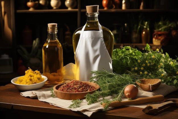 Foto keukenschort uitrusting professionele foodfotografie