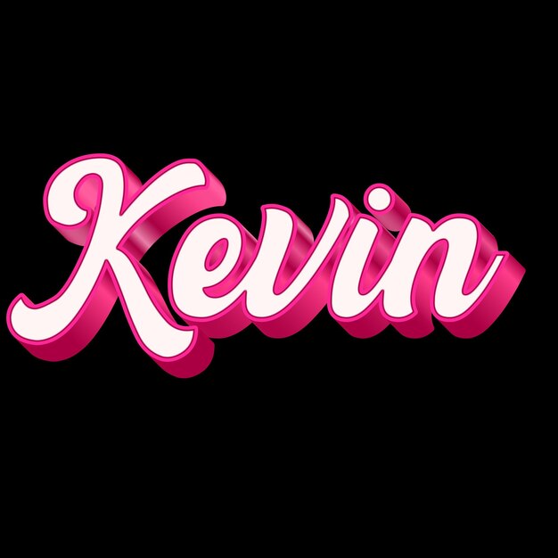 Photo kevin typography 3d design pink black white background photo jpg