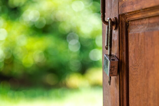 Key and the door to hope and success in the future with bokeh nature