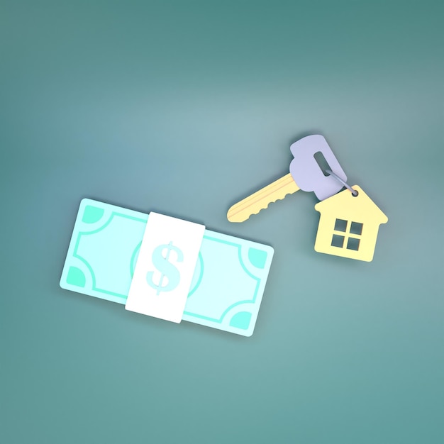 the key to the house or apartment 3d render
