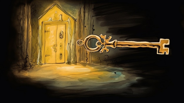 A key is on a key in a dark room